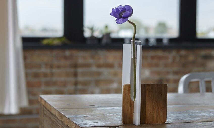 Intra απο ξύλο plywood 3mm-4mm πάχος - Βάζο δοκιμαστικού σωλήνα Δίασταση 30x30 cm Intraeaxys-078y9w4o