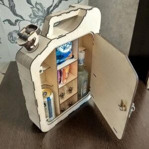 Intra απο ξύλο plywood 3mm-4mm πάχος - Μίνι μπαρ Jerry Can Mini Bar Canister καυσίμου Δίασταση 30x30 cm Intraeaxys-6o3y3237