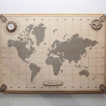 Intra απο ξύλο plywood 3mm-4mm πάχος - Παγκόσμιος χάρτης διακόσμηση τοίχου Δίασταση 30x30 cm Intraeaxys-6o3yxjq7 - Image 1