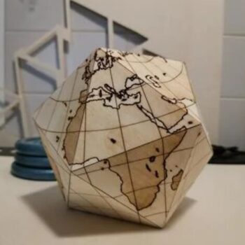 Intra απο ξύλο plywood 3mm-4mm πάχος - Χαράξτε το Dymaxion Globe Δίασταση 30x30 cm Intraeaxys-d1lvyn6o - Image 1