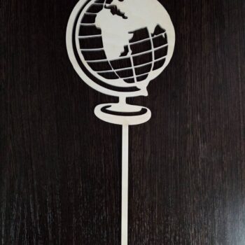 Intra απο ξύλο plywood 3mm-4mm πάχος - Globe Cake Topper Δίασταση 30x30 cm Intraeaxys-e1gkewyo - Image 1
