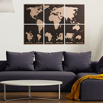 Intra απο ξύλο plywood 3mm-4mm πάχος - Χαραγμένος παγκόσμιος χάρτης σε πλακάκια από φελλό Δίασταση 30x30 cm Intraeaxys-67wlm4w1 - Image 1