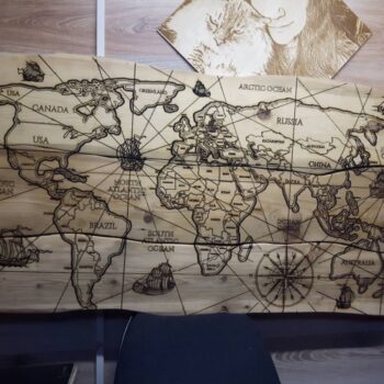 Intra απο ξύλο plywood 3mm-4mm πάχος - Χάρτης του κόσμου με χαραγμένο με λέιζερ Δίασταση 30x30 cm Intraeaxys-91jdqx41 - Image 3