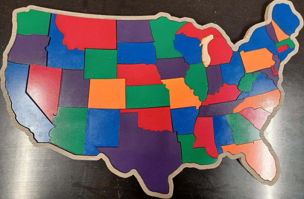 Intra απο ξύλο plywood 3mm-4mm πάχος - Ξύλινο παζλ χάρτη ΗΠΑ για παιδιά Δίασταση 30x30 cm Intraeaxys-eoxlg8xo