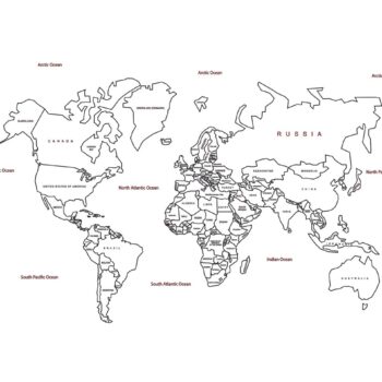 Intra απο ξύλο plywood 3mm-4mm πάχος - Παγκόσμιος χάρτης με ονόματα χωρών Δίασταση 30x30 cm Intraeaxys-eoxlnvvo - Image 1