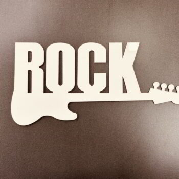 Intra απο ξύλο plywood 3mm-4mm πάχος - Διακόσμηση τοίχου Word Rock με κιθάρα Δίασταση 30x30 cm Intraeaxys-pok3eej7 - Image 1