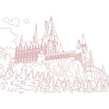 Intra απο ξύλο plywood 3mm-4mm πάχος - Χάραξη με λέιζερ Harry Potter Hogwarts School of Witchcraft and Wizardry Δίασταση 30x30 cm Intraeaxys-zo9y5jw7 - Image 1