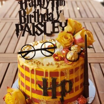 Intra απο ξύλο plywood 3mm-4mm πάχος - Εξατομικευμένο Topper γενεθλίων Harry Potter Cake Topper Δίασταση 30x30 cm Intraeaxys-078y5jno - Image 1