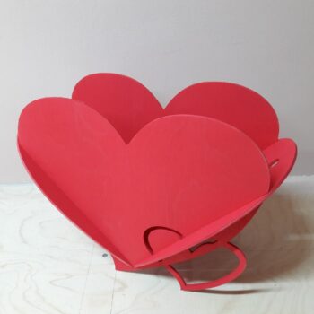 Intra απο ξύλο plywood 3mm-4mm πάχος - Καλάθι λουλουδιών σε σχήμα διπλής καρδιάς Δίασταση 30x30 cm Intraeaxys-r7vm4v57 - Image 1