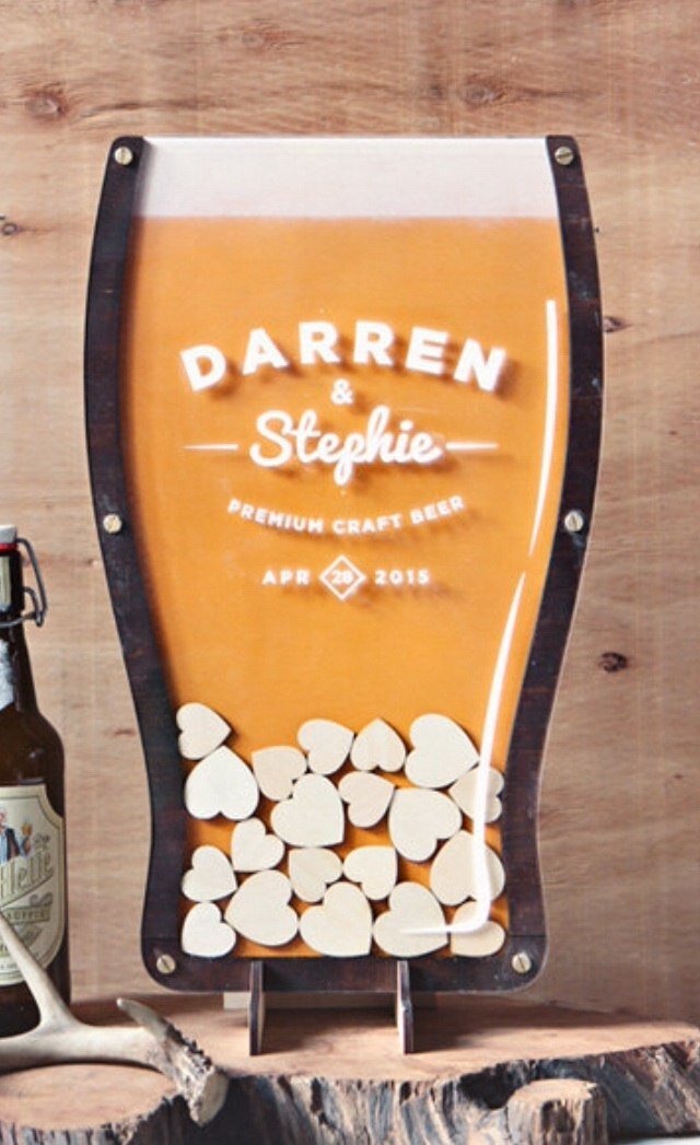 Intra απο ξύλο plywood 3mm-4mm πάχος - Beer Drop Hearts Wedding Guest Books Alternative Δίασταση 30x30 cm Intraeaxys-lopql3z7