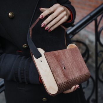 Intra απο ξύλο plywood 3mm-4mm πάχος - Γυναικεία Ξύλινη Τσάντα Clutch 4mm Δίασταση 30x30 cm Intraeaxys-51rrvv01 - Image 1