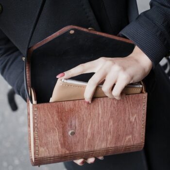 Intra απο ξύλο plywood 3mm-4mm πάχος - Γυναικεία Ξύλινη Τσάντα Clutch 4mm Δίασταση 30x30 cm Intraeaxys-51rrvv01 - Image 3