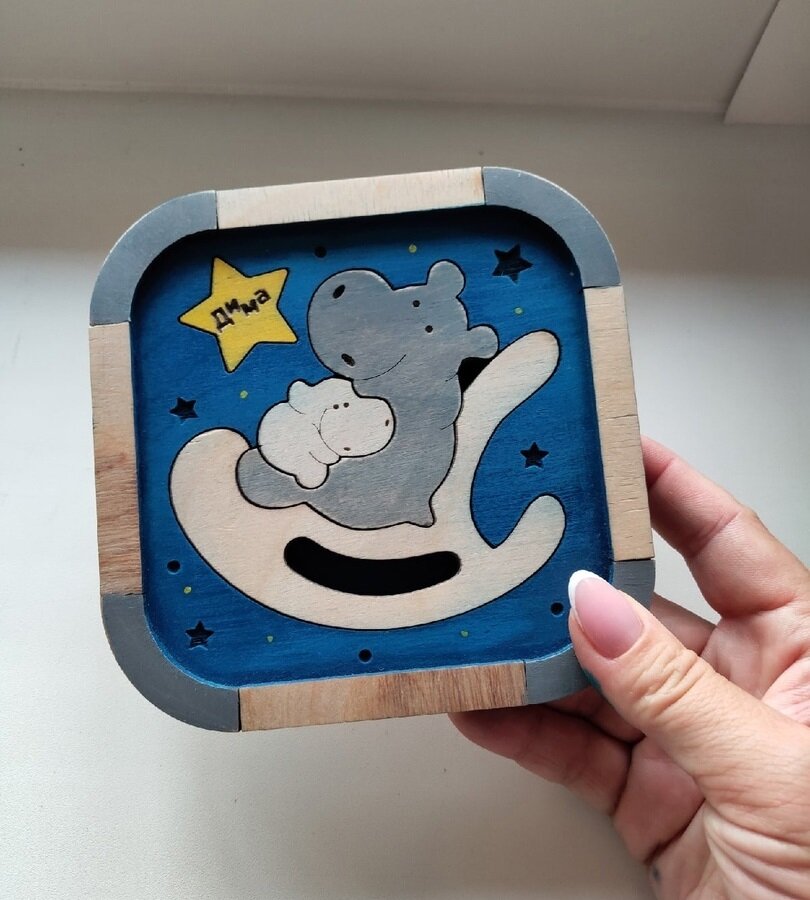 Intra απο ξύλο plywood 3mm-4mm πάχος - Παζλ Hippopotamuses For Kid Δίασταση 30x30 cm Intraeaxys-joed8x81