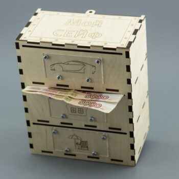 Intra απο ξύλο plywood 3mm-4mm πάχος - Χρηματοκιβώτιο τράπεζας χρημάτων με συρόμενο κάλυμμα Δίασταση 30x30 cm Intraeaxys-078y6vmo - Image 1