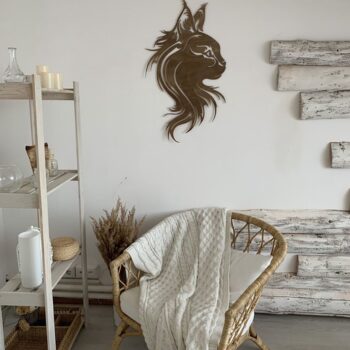 Intra απο ξύλο plywood 3mm-4mm πάχος - Διακόσμηση τοίχου γάτα Lynx Wall Art Δίασταση 30x30 cm Intraeaxys-qommqjpo - Image 1