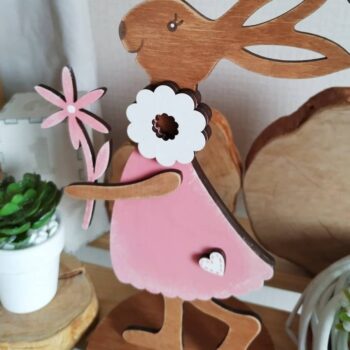 Intra απο ξύλο plywood 3mm-4mm πάχος - Διακοσμητικό Κουνελάκι με Λουλούδι 4mm 12 cm Δίασταση 30x30 cm Intraeaxys-d1lvwjyo - Image 1