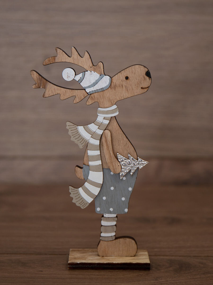 Intra απο ξύλο plywood 3mm-4mm πάχος - Χριστουγεννιάτικη διακόσμηση μόνιμων ελαφιών Δίασταση 30x30 cm Intraeaxys-lopq6y67