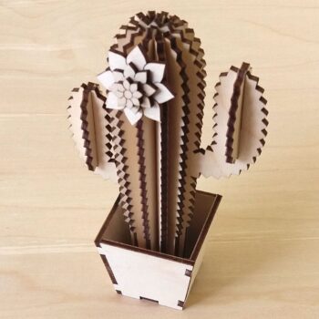 Intra απο ξύλο plywood 3mm-4mm πάχος - Ξύλινο ντεκόρ κάκτου Δίασταση 30x30 cm Intraeaxys-zo9y9mw7 - Image 3