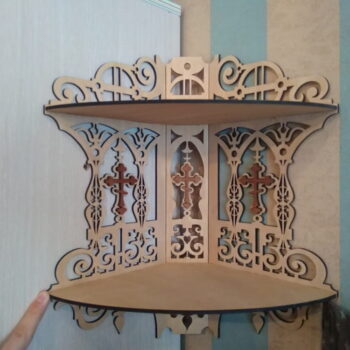 Intra απο ξύλο plywood 3mm-4mm πάχος - Ορθόδοξη Εικόνων Γωνιακό Εικόνο Σπιτιού Ράφι Δίασταση 30x30 cm Intraeaxys-pok3nz87 - Image 1