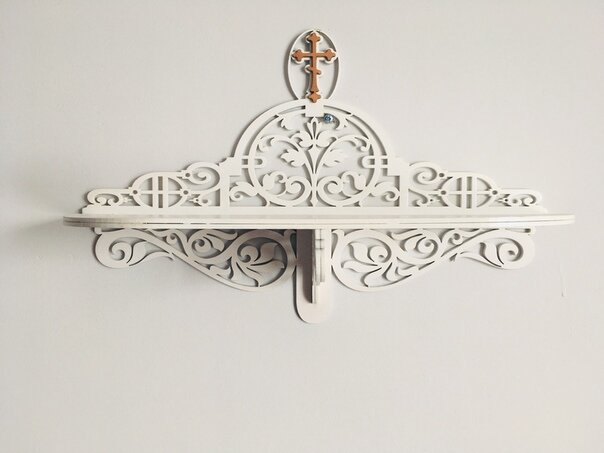 Intra απο ξύλο plywood 3mm-4mm πάχος - Ράφι Τοίχου Σταυρού Δίασταση 30x30 cm Intraeaxys-p7ymqx67