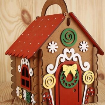 Intra απο ξύλο plywood 3mm-4mm πάχος - Ξύλινο Σπίτι με μελόψωμο Δίασταση 40x50 cm Intraeaxys-d1lvzdpo - Image 1