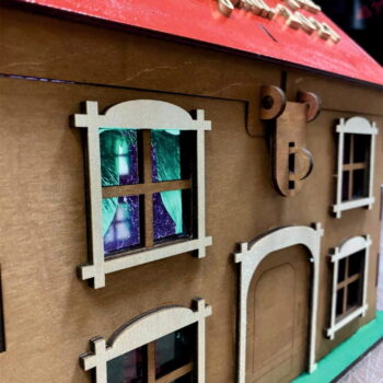 Intra απο ξύλο plywood 3mm-4mm πάχος - Κουτί για το γάμο σε σχήμα σπιτιού Δίασταση 30x30 cm Intraeaxys-pok3nw97 - Image 3