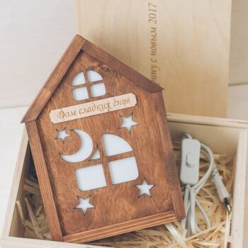 Intra απο ξύλο plywood 3mm-4mm πάχος - Διακοσμητικό φωτιστικό Moon Star Night Light Δίασταση 30x30 cm Intraeaxys-zo9yz9r7 - Image 1