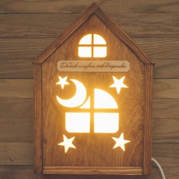 Intra απο ξύλο plywood 3mm-4mm πάχος - Διακοσμητικό φωτιστικό Moon Star Night Light Δίασταση 30x30 cm Intraeaxys-zo9yz9r7 - Image 4