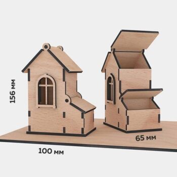 Intra απο ξύλο plywood 3mm-4mm πάχος - Κουτί τσαγιού σε σχήμα σπιτιού Δίασταση 30x30 cm Intraeaxys-eo4qvk97 - Image 1
