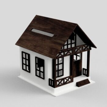 Intra απο ξύλο plywood 3mm-4mm πάχος - Κουμπαράς σε σχήμα σπιτιού Δίασταση 30x30 cm Intraeaxys-6o3yrgj7 - Image 1