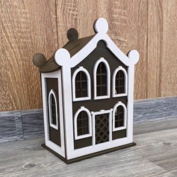 Intra απο ξύλο plywood 3mm-4mm πάχος - Μοναδικός κουμπαράς σε σχήμα σπιτιού Δίασταση 30x30 cm Intraeaxys-lopqgz57 - Image 1