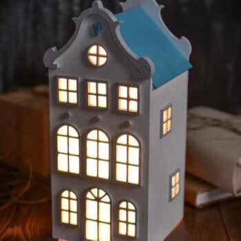 Intra απο ξύλο plywood 3mm-4mm πάχος - Φως νύχτας σε σχήμα σπιτιού Δίασταση 30x30 cm Intraeaxys-ro6yrv37 - Image 1