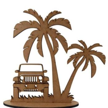 Intra απο ξύλο plywood 3mm-4mm πάχος - Αναμνηστικό Jeep Palm Trees Beach Δίασταση 30x30 cm Intraeaxys-p7ymvrp7 - Image 1