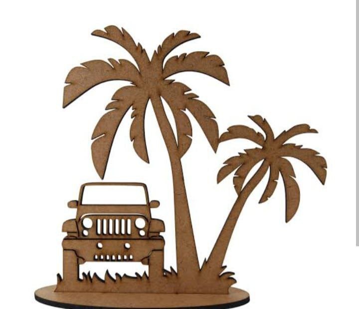 Intra απο ξύλο plywood 3mm-4mm πάχος - Αναμνηστικό Jeep Palm Trees Beach Δίασταση 30x30 cm Intraeaxys-p7ymvrp7