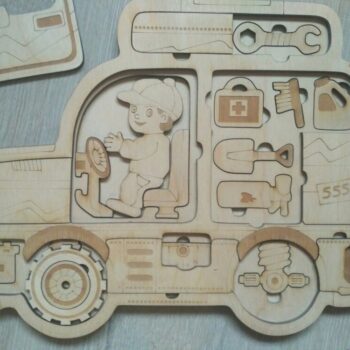 Intra απο ξύλο plywood 3mm-4mm πάχος - Jeep Kids Learning Puzzle Δίασταση 30x30 cm Intraeaxys-078yxk4o - Image 1