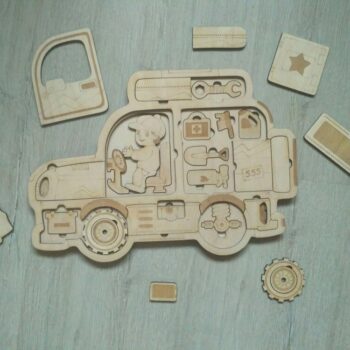 Intra απο ξύλο plywood 3mm-4mm πάχος - Jeep Kids Learning Puzzle Δίασταση 30x30 cm Intraeaxys-078yxk4o - Image 3
