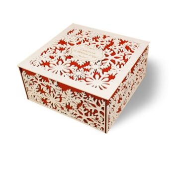 Intra απο ξύλο plywood 3mm-4mm πάχος - Snowflake Box Τετράγωνο Snowflake Χριστουγεννιάτικο κουτί δώρου Δίασταση 30x30 cm Intraeaxys-075yr60o - Image 1
