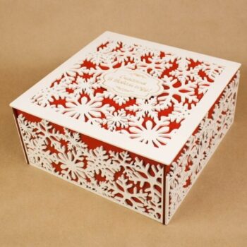 Intra απο ξύλο plywood 3mm-4mm πάχος - Snowflake Box Τετράγωνο Snowflake Χριστουγεννιάτικο κουτί δώρου Δίασταση 30x30 cm Intraeaxys-075yr60o - Image 3