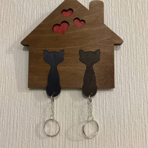 Intra απο ξύλο plywood 3mm-4mm πάχος - Μπρελόκ γάτας Δίασταση 5x5 cm Intraeaxys-voq2g4qo