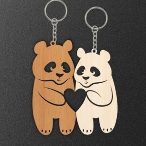 Intra απο ξύλο plywood 3mm-4mm πάχος - Μπρελόκ Panda Δίασταση 5x5 cm Intraeaxys-51rr9q01