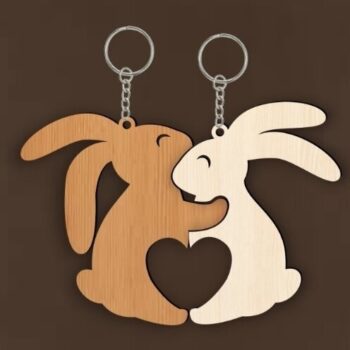 Intra απο ξύλο plywood 3mm-4mm πάχος - Μπρελόκ κουνέλι Δίασταση 5x5 cm Intraeaxys-ro6yjqq7 - Image 1