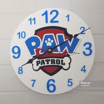 Intra απο ξύλο plywood 3mm-4mm πάχος - Ακρυλικό ρολόι τοίχου Paw Patrol Δίασταση 20x20 cm Intraeaxys-e1gkrvmo - Image 1
