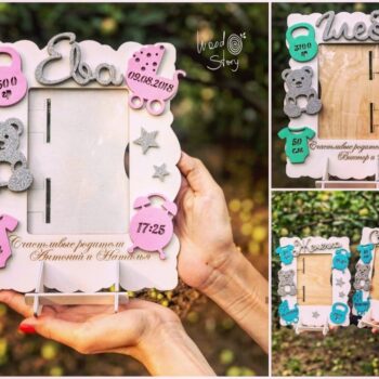 Intra απο ξύλο plywood 3mm-4mm πάχος - Πρότυπο κορνίζας φωτογραφιών μετρήσεων γέννησης παιδιού Δίασταση 30x30 cm Intraeaxys-075yqv0o - Image 1