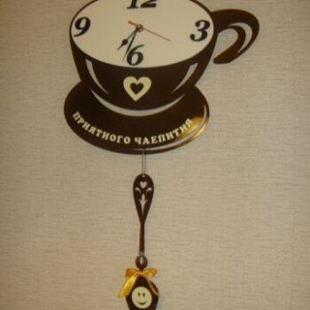 Intra απο ξύλο plywood 3mm-4mm πάχος - Διακόσμηση Ρολόι Τοίχου Φλιτζάνι Καφέ Δίασταση 30x30 cm Intraeaxys-lopq4pk7 - Image 1