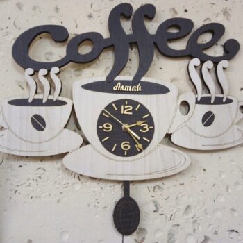 Intra απο ξύλο plywood 3mm-4mm πάχος - Ρολόι τοίχου με φλιτζάνι καφέ Δίασταση 30x30 cm Intraeaxys-ro6yx627 - Image 1