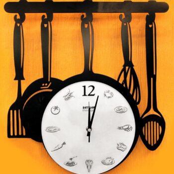 Intra απο ξύλο plywood 3mm-4mm πάχος - Ρολόι τοίχου με είδη κουζίνας Δίασταση 30x30 cm Intraeaxys-p7ym2kp7 - Image 1