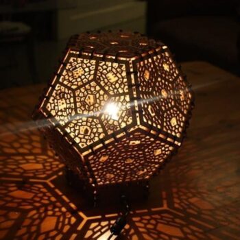 Intra απο ξύλο plywood 3mm-4mm πάχος - Λυχνία Σκιών Δωδεκάεδρου Δίασταση 30x30 cm Intraeaxys-ro6dy8m7 - Image 3