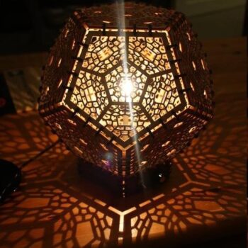 Intra απο ξύλο plywood 3mm-4mm πάχος - Λυχνία Σκιών Δωδεκάεδρου Δίασταση 30x30 cm Intraeaxys-ro6dy8m7 - Image 4