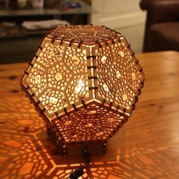 Intra απο ξύλο plywood 3mm-4mm πάχος - Λυχνία Σκιών Δωδεκάεδρου Δίασταση 30x30 cm Intraeaxys-ro6dy8m7 - Image 6