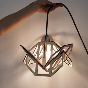 Intra απο ξύλο plywood 3mm-4mm πάχος - Γεωμετρικός λαμπτήρας Δίασταση 30x30 cm Intraeaxys-lop3qq31 - Image 3